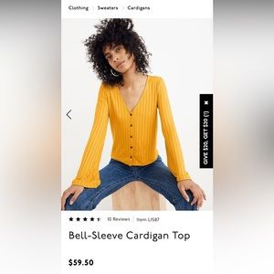 Madewell Bell-Sleeve Cardigan Top, Mustard Yellow, XS (unavailable in stores!)